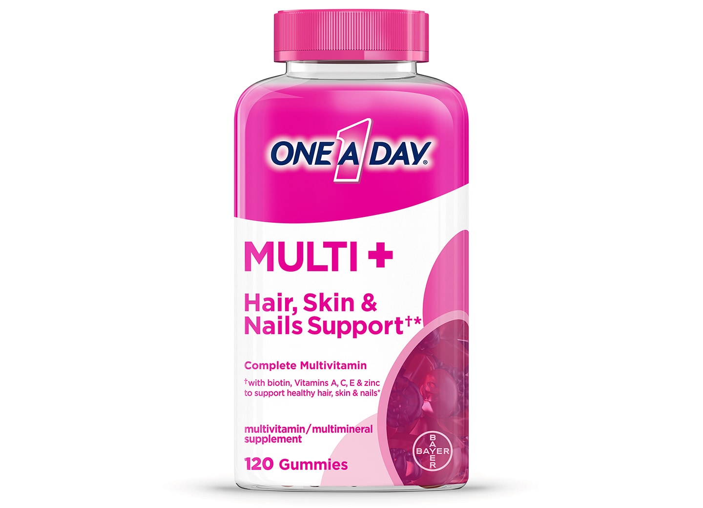 bottle of One A Day® MULTI+ Hair, Skin & Nails Support