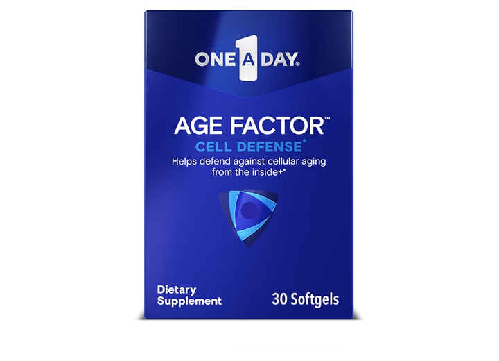 blue carton of One A Day® Age Factor™ Cell Defense dietary supplement