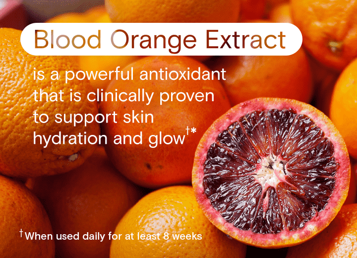 blood orange extract is a powerful antioxidant that is clinically proven to support hydration and glow