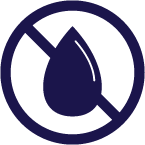 blue circular icon with a liquid droplet to signify no artificial flavors