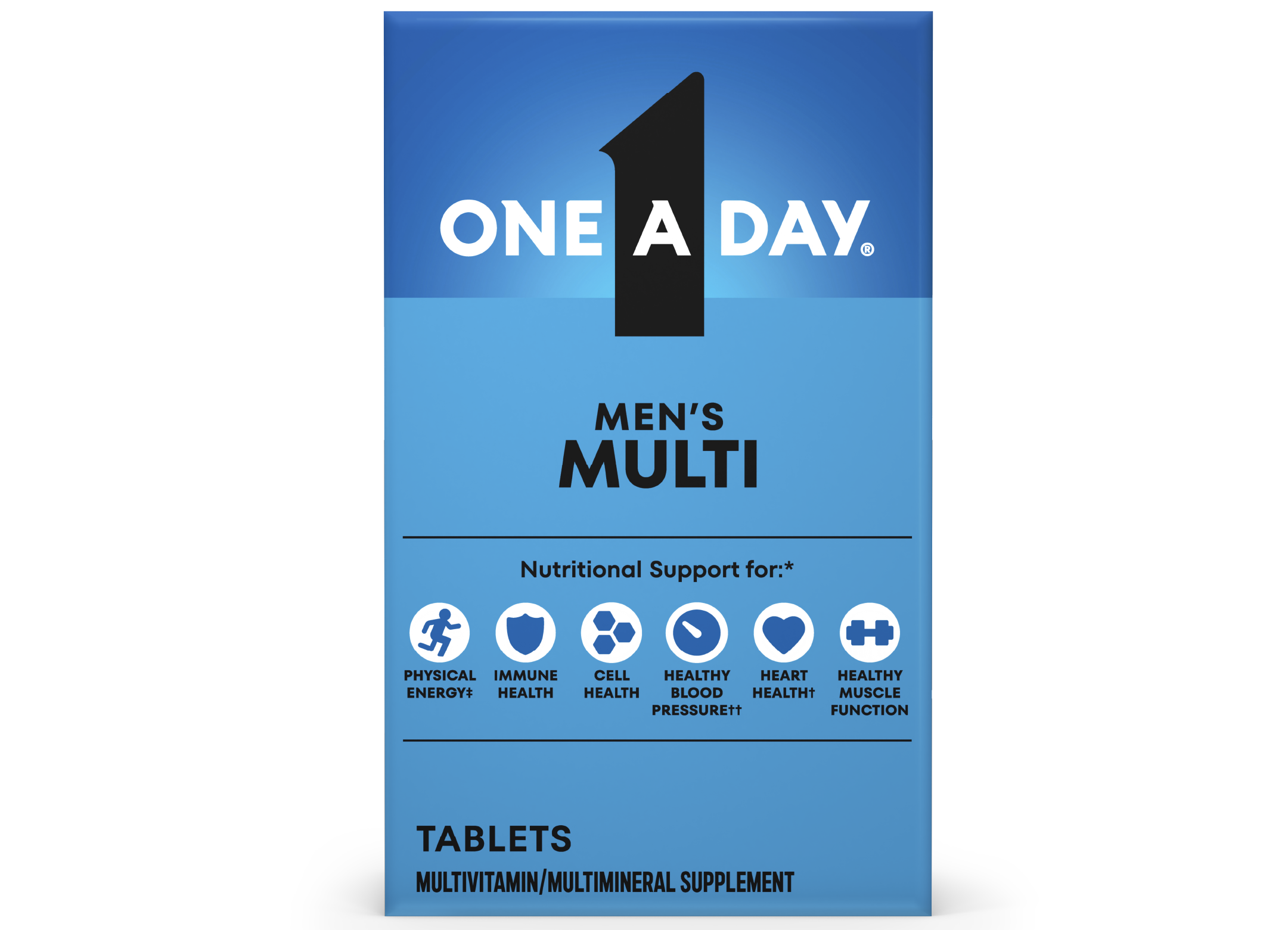 Carton of One A Day® Men’s Multi tablets. 