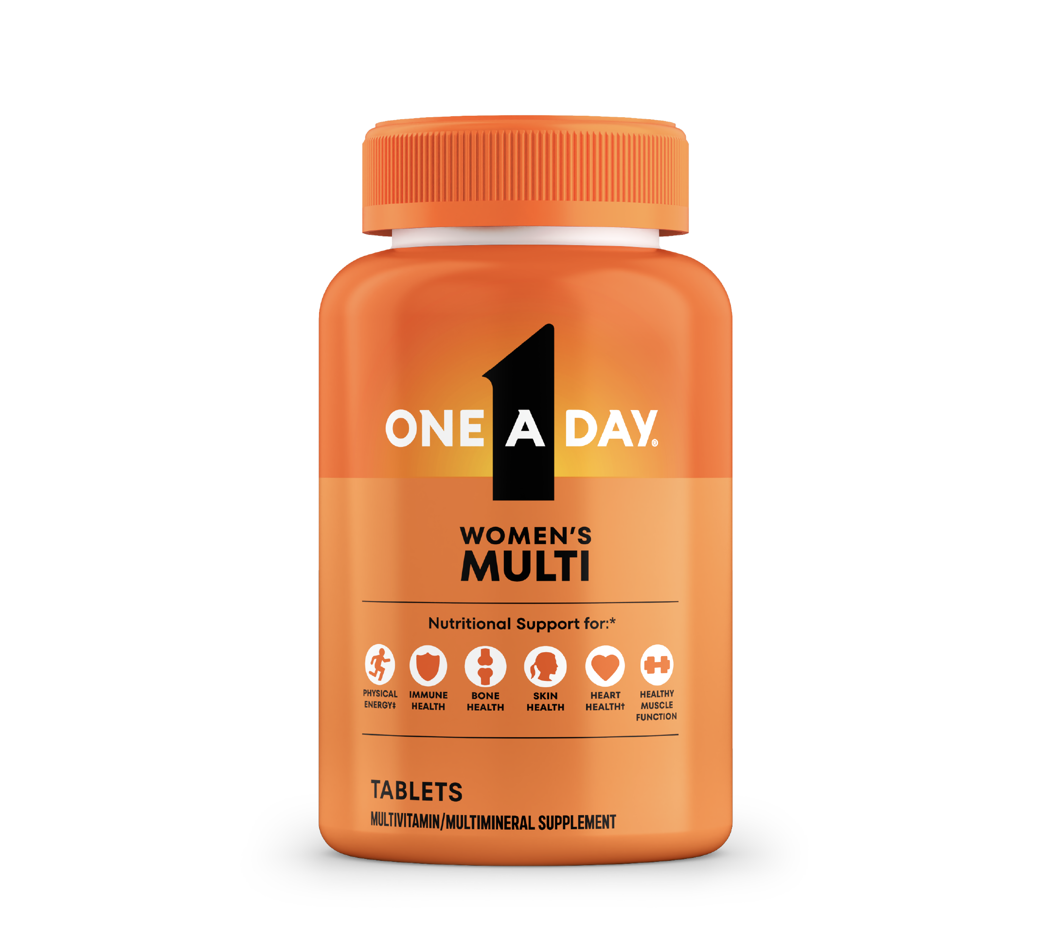 Orange bottle of One A Day® Women’s Multi. 